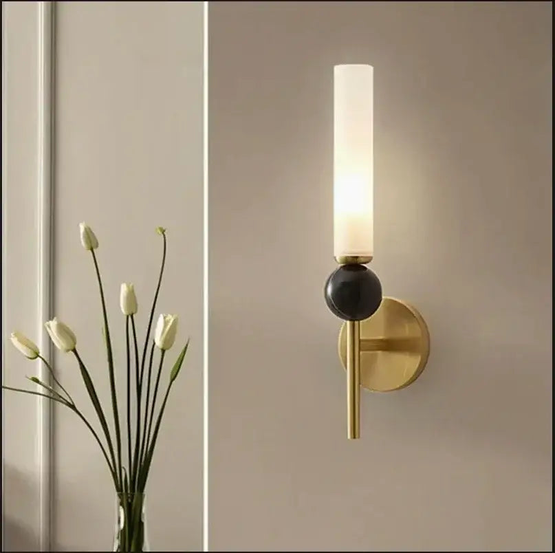 Modern brass and black foyer hallway lamp living room sconce