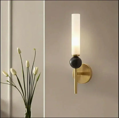 Modern brass and black foyer hallway lamp living room sconce
