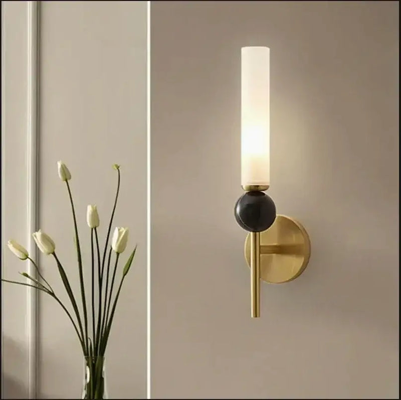 Modern brass and black foyer hallway lamp living room sconce