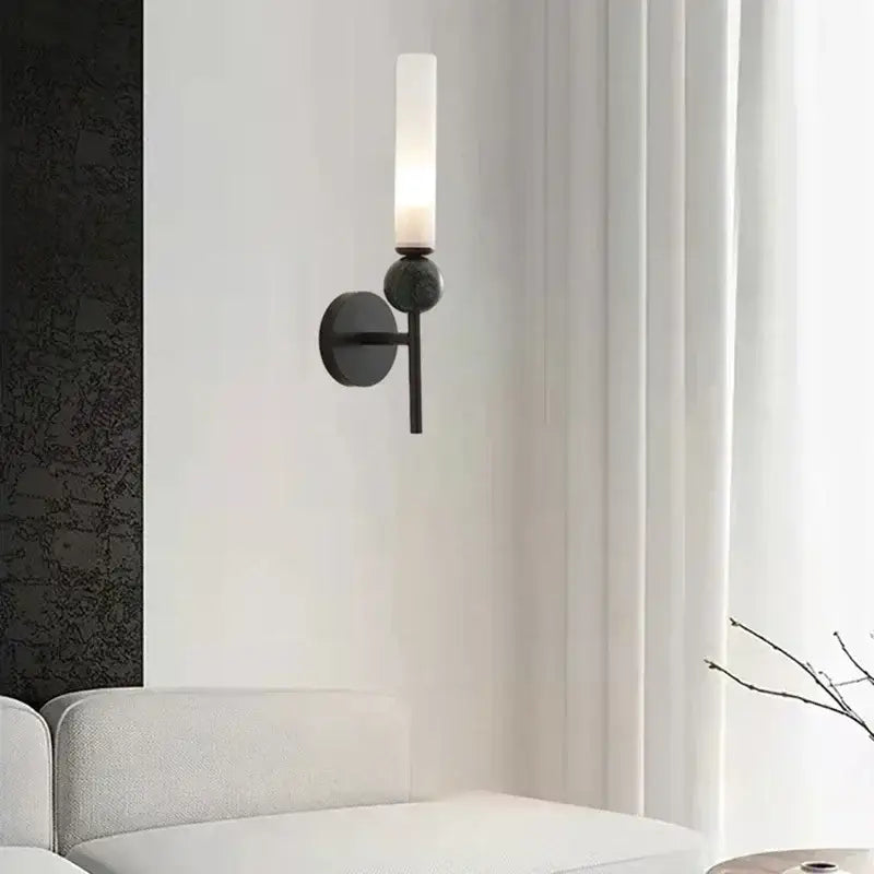Modern brass and black foyer hallway lamp living room sconce