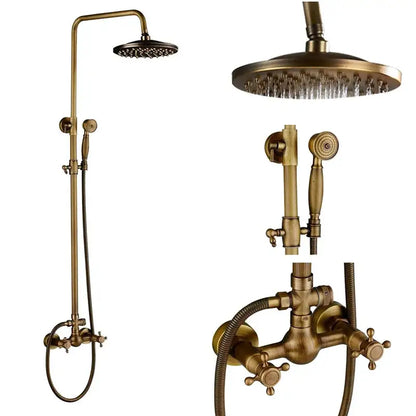 Modern brass and black dual handle shower faucet set bathroom caddy