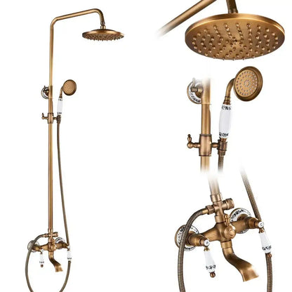 Modern brass and black dual handle shower faucet set bathroom caddy