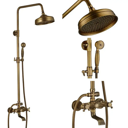 Modern brass and black dual handle shower faucet set bathroom caddy