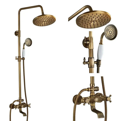 Modern brass and black dual handle shower faucet set bathroom caddy
