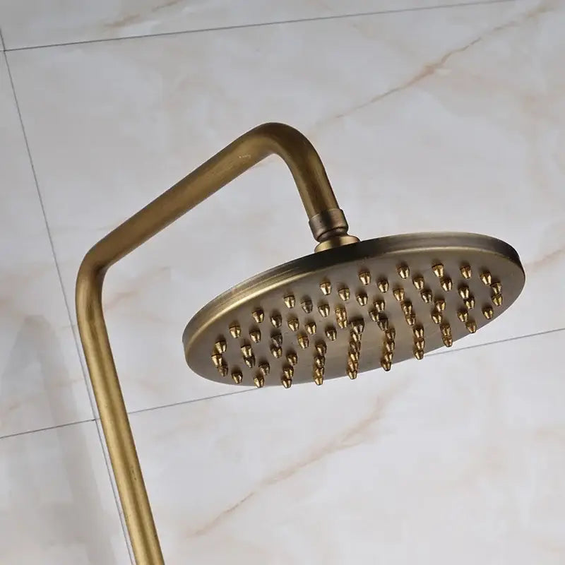 Modern brass and black dual handle shower faucet set bathroom caddy