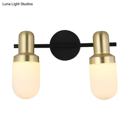 Modern brass and black glass sconce light bedroom wall lamp