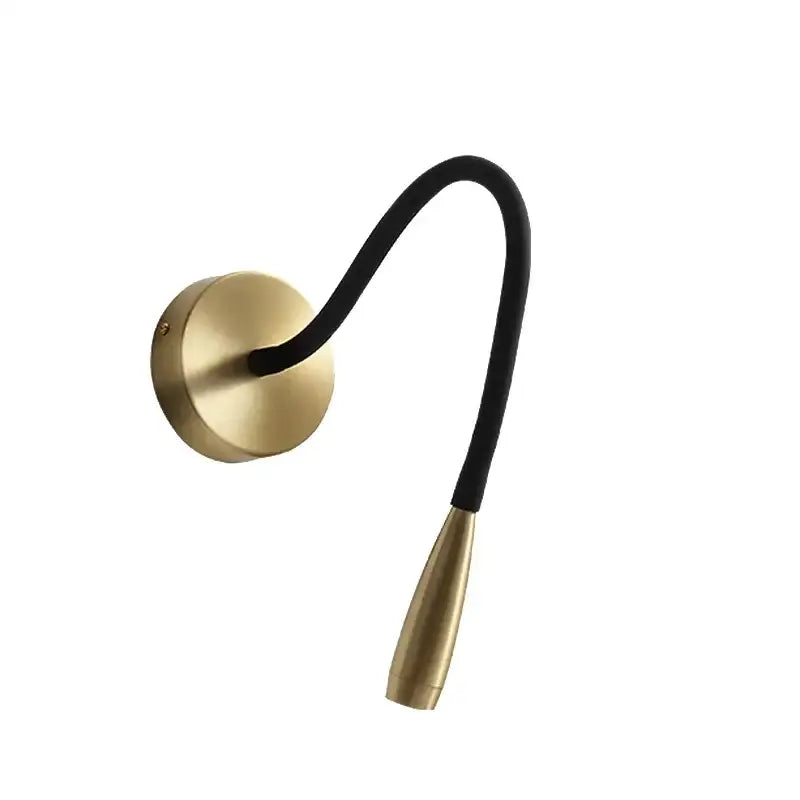 Modern brass and black wall lamp bedroom adjustable arm copper reading light