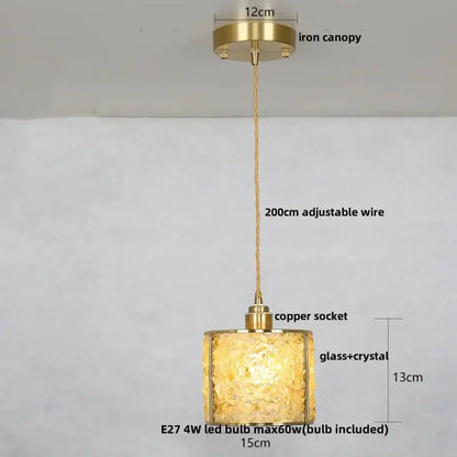 Modern brass and blue crystal glass pendant light fixture kitchen
