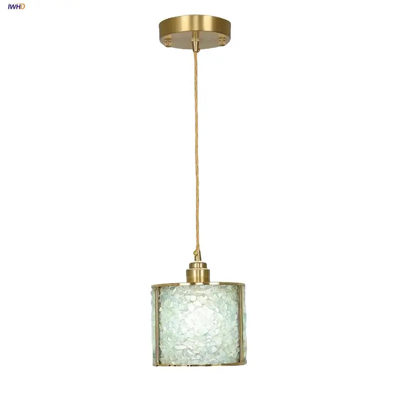 Modern brass and blue glass crystal led pendant light kitchen