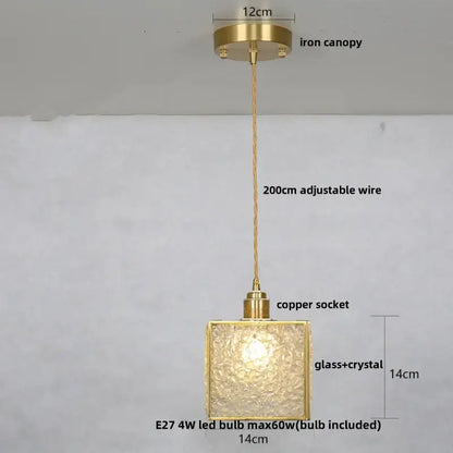 Modern brass and blue glass crystal led pendant light kitchen