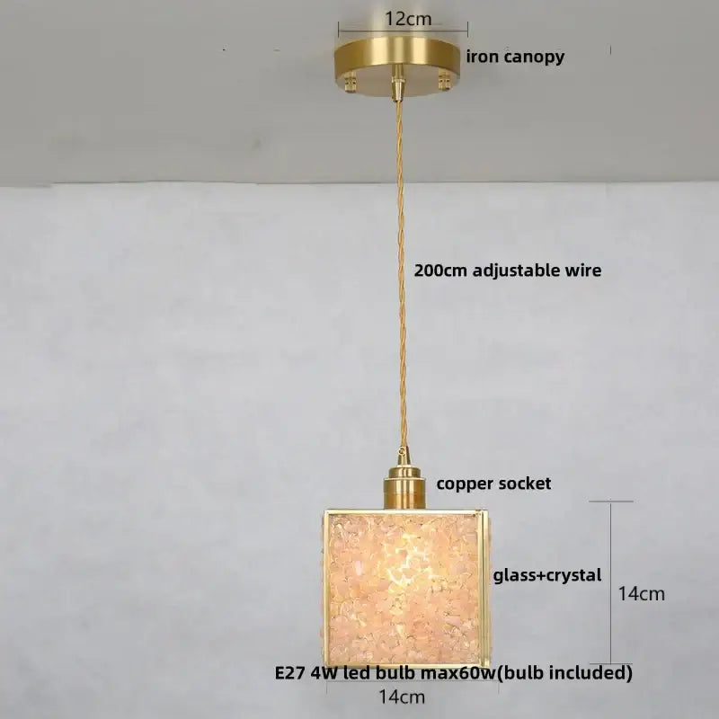 Modern brass and blue glass crystal led pendant light kitchen