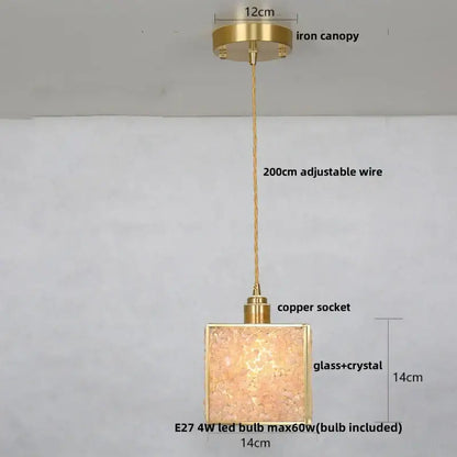 Modern brass and blue glass crystal led pendant light kitchen