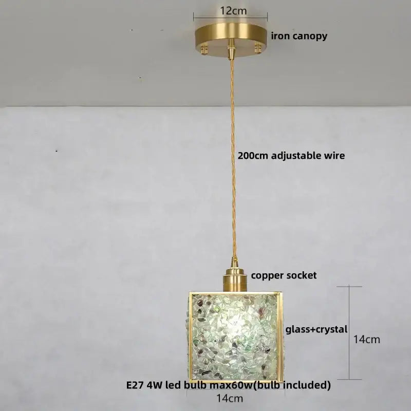 Modern brass and blue glass crystal led pendant light kitchen