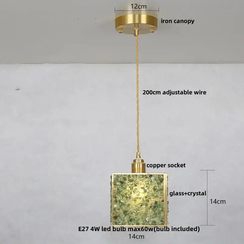 Modern brass and blue glass crystal led pendant light kitchen