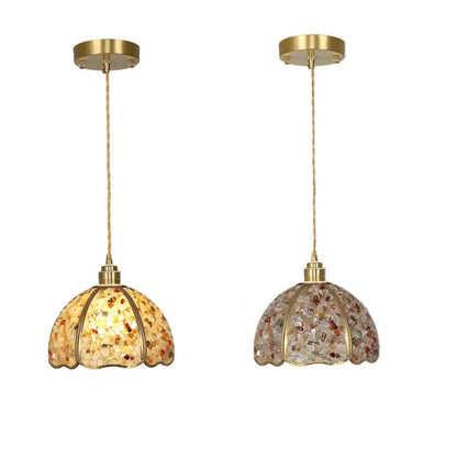 Modern brass and blue glass crystal led pendant light kitchen