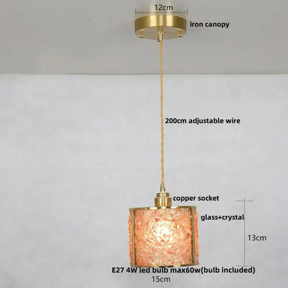 Modern brass and blue glass crystal led pendant light kitchen