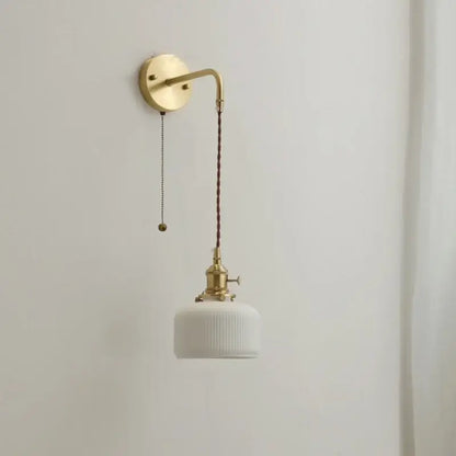 Modern brass and ceramic copper led wall lamp bedroom sconce
