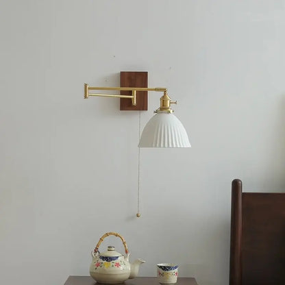Modern brass and ceramic walnut led wall lights for bedroom living room