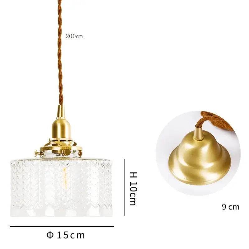 Modern brass and clear glass led pendant light for dining room