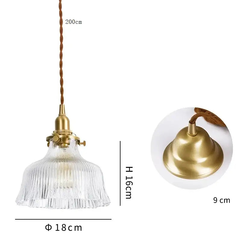 Modern brass and clear glass led pendant light for dining room