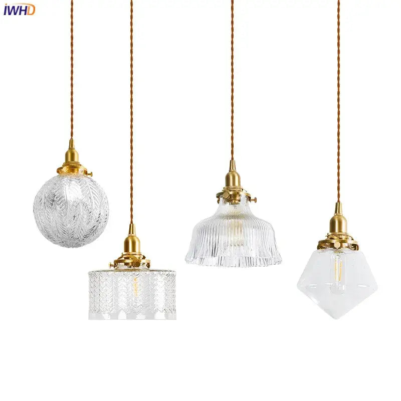 Modern brass and clear glass led pendant light for dining room