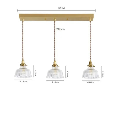 Modern brass and clear glass led pendant light for dining room