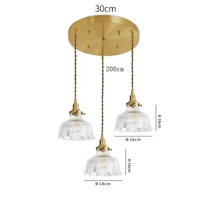 Modern brass and clear glass led pendant light for dining room