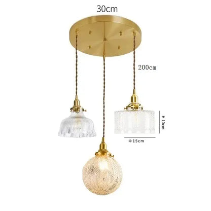 Modern brass and clear glass led pendant light for dining room