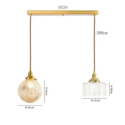 Modern brass and clear glass led pendant light for dining room