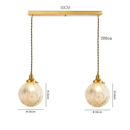 Modern brass and clear glass led pendant light for dining room
