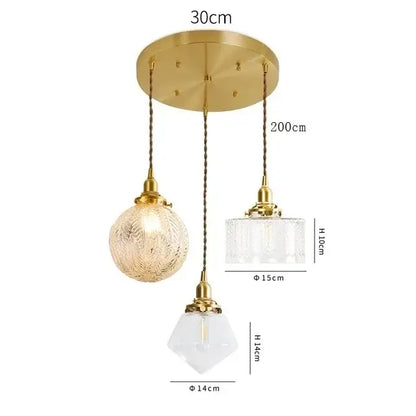 Modern brass and clear glass led pendant light for dining room