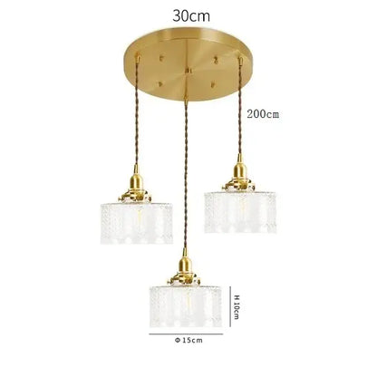 Modern brass and clear glass led pendant light for dining room