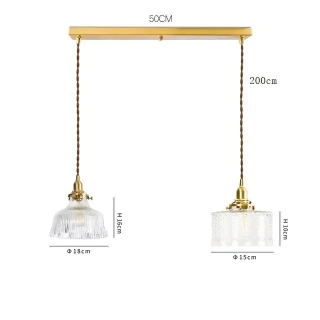 Modern brass and clear glass led pendant light for dining room