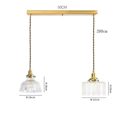 Modern brass and clear glass led pendant light for dining room