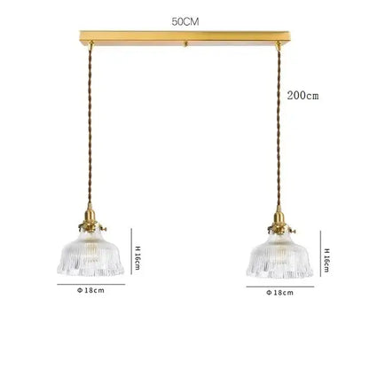 Modern brass and clear glass led pendant light for dining room