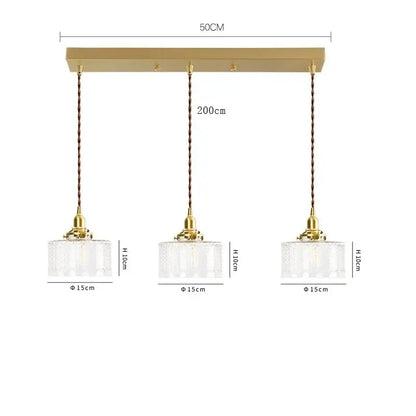 Modern brass and clear glass led pendant light for dining room