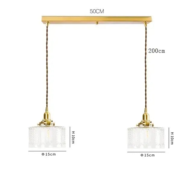 Modern brass and clear glass led pendant light for dining room