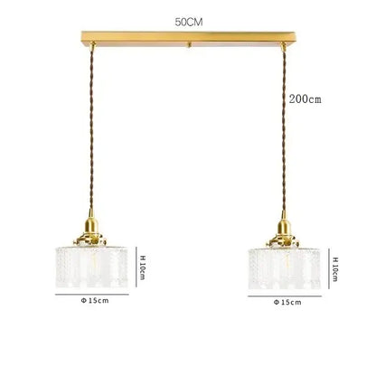 Modern brass and clear glass led pendant light for dining room