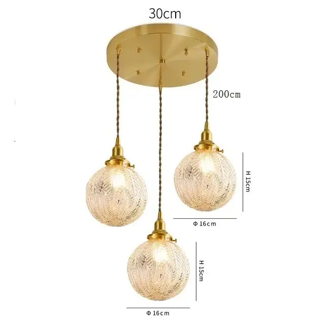 Modern brass and clear glass led pendant light for dining room