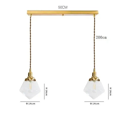 Modern brass and clear glass led pendant light for dining room