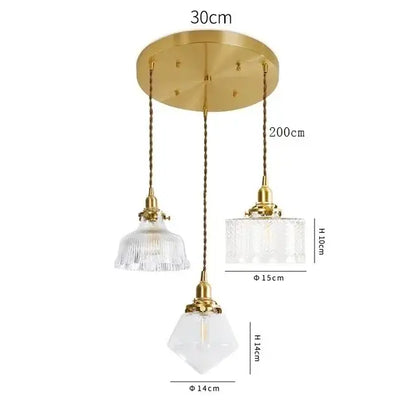 Modern brass and clear glass led pendant light for dining room