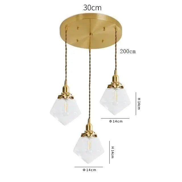 Modern brass and clear glass led pendant light for dining room
