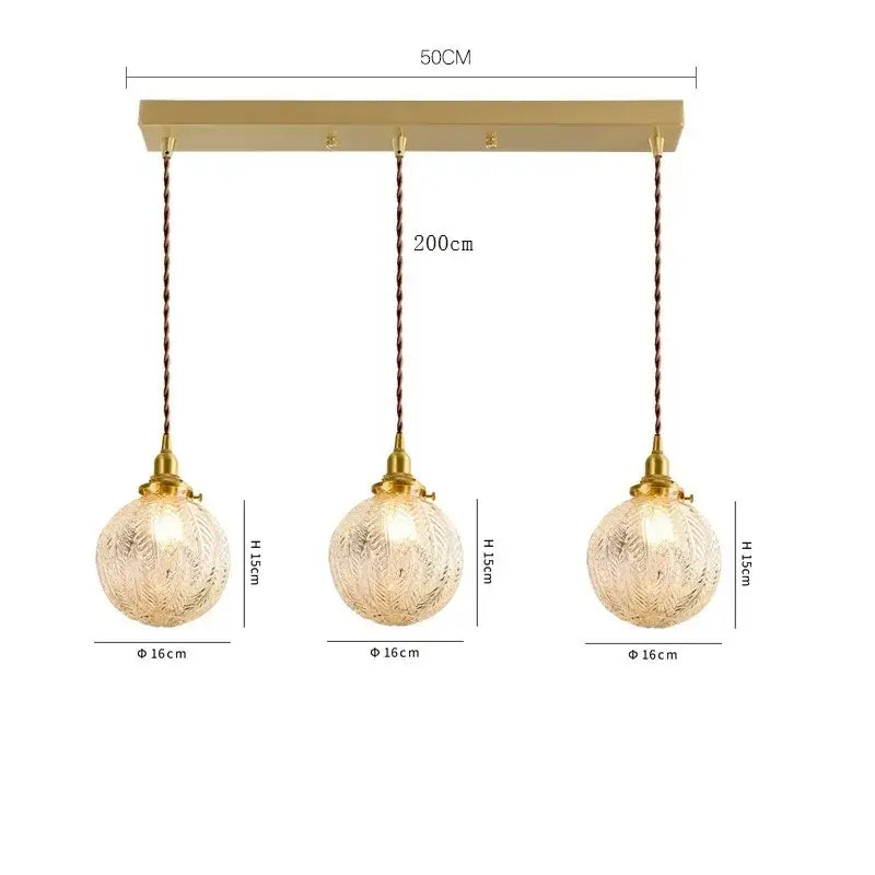 Modern brass and clear glass led pendant light for dining room