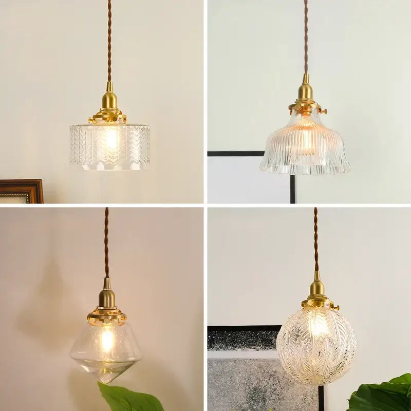 Modern brass and clear glass led pendant light for dining room