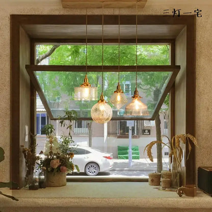 Modern brass and clear glass led pendant light for dining room