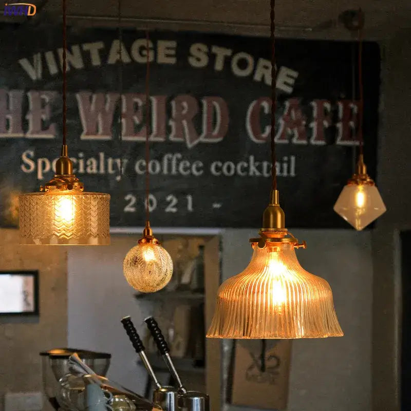 Modern brass and clear glass led pendant light for dining room