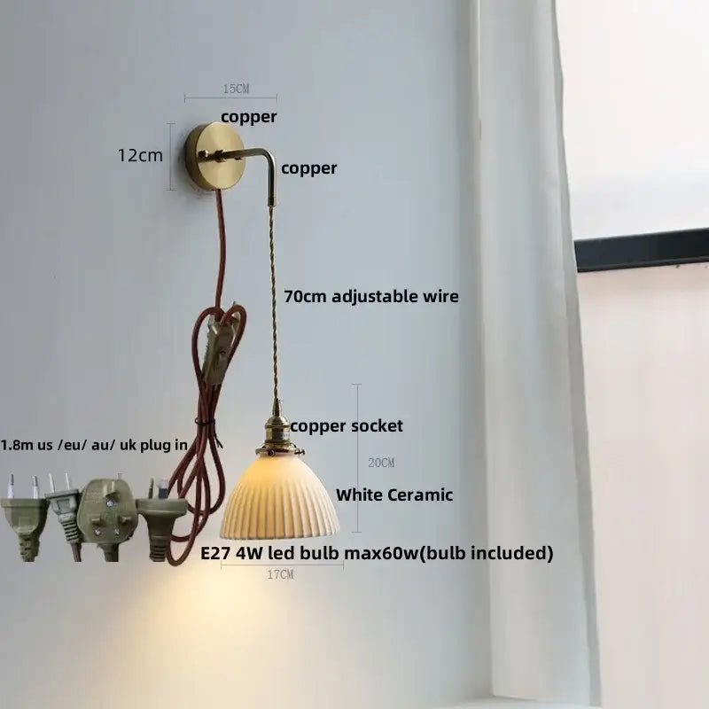 Modern brass and clear glass wall lamp bedroom crystal sconce