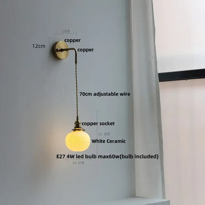 Modern brass and clear glass wall lamp bedroom crystal sconce