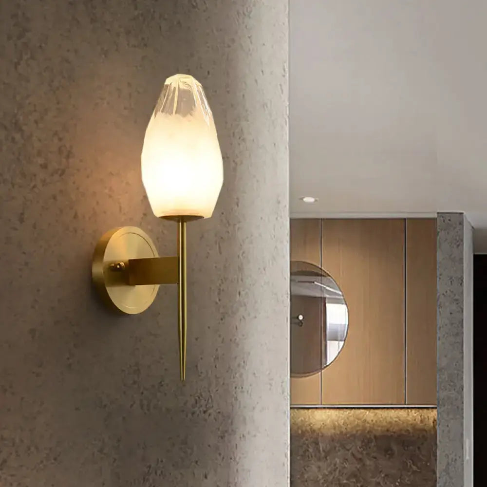 Modern brass and clear glass wall lamp bedroom sconce