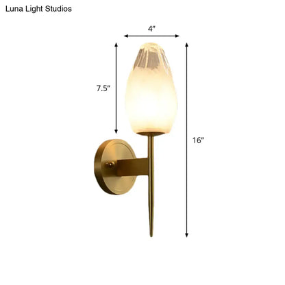 Modern brass and clear glass wall lamp bedroom sconce